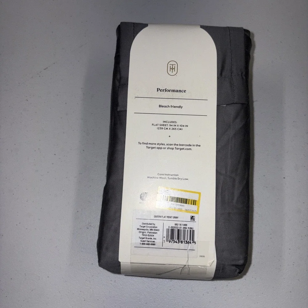 Queen 400 Thread Count Performance Flat Sheet Classic Gray - Threshold: Cotton